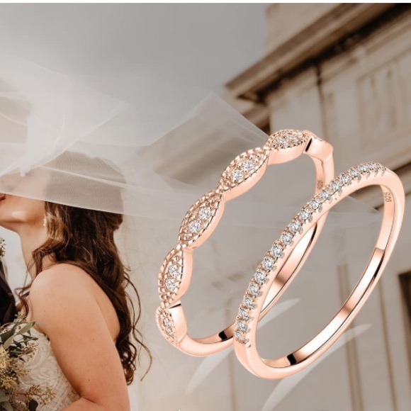 18k Diamond Rose Gold Band Set - Picture 11 of 11